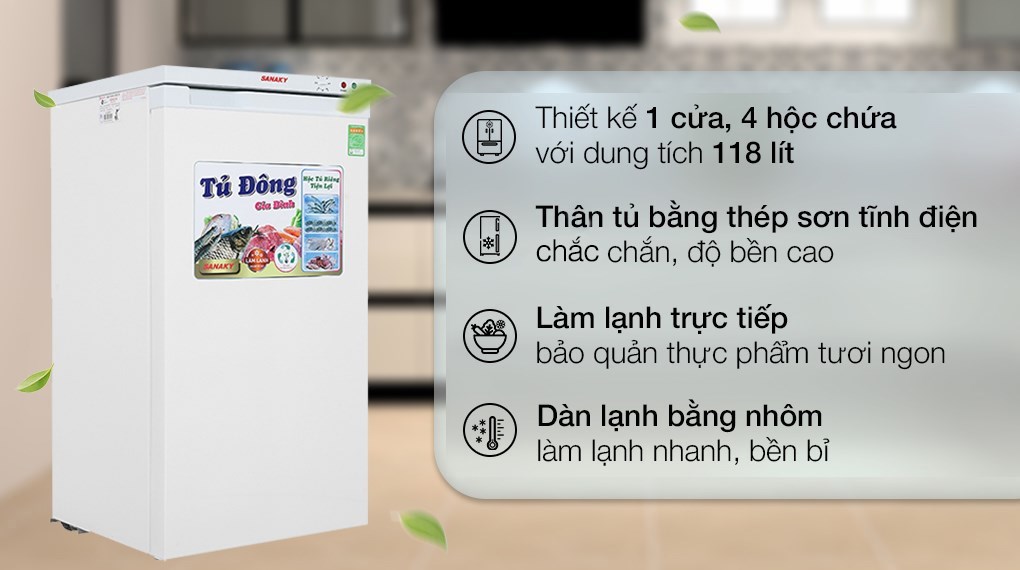 Tủ đông Sanaky 118 lít TD.VH160VD - Thương hiệu Việt Nam uy tín, chất lượng