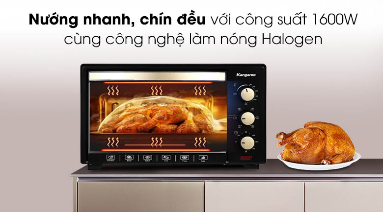 Lò nướng Kangaroo KG3201 32 lít tích hợp hệ thống nướng đối lưu bằng đèn Halogen