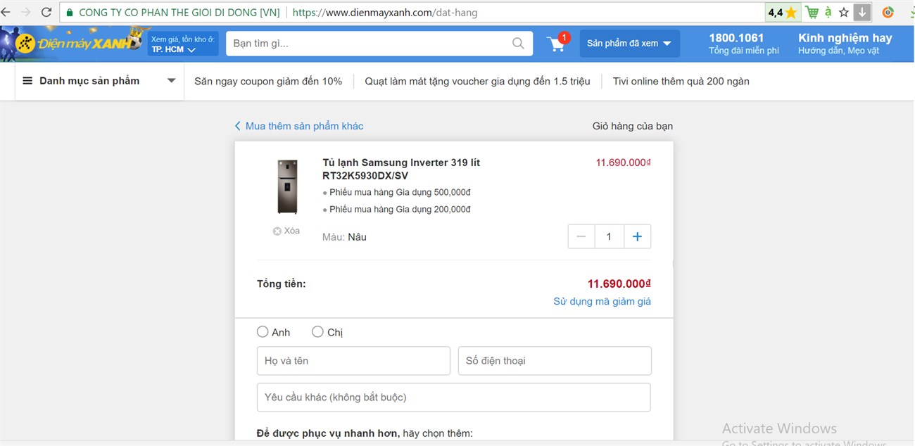 Mua hàng online cực đơn giản và nhanh chóng trên website