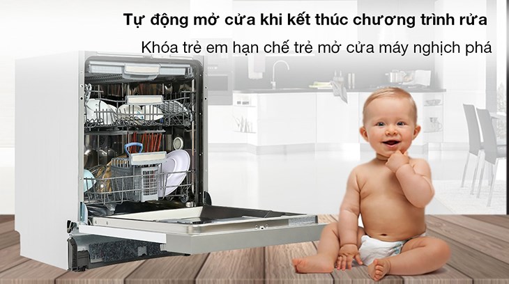 Máy rửa chén bán âm Hafele HDW-HI60C (533.23.120) tự động mở cửa khi kết thúc chương trình rửa giúp tối ưu quá trình sấy và tiết kiệm năng lượng