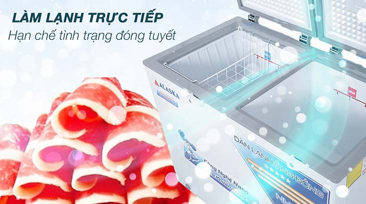 Tủ đông Alaska có khóa tủ sử dụng công nghệ làm lạnh trực tiếp