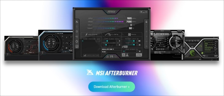 Giao diện website chính thức để tải MSI Afterburner