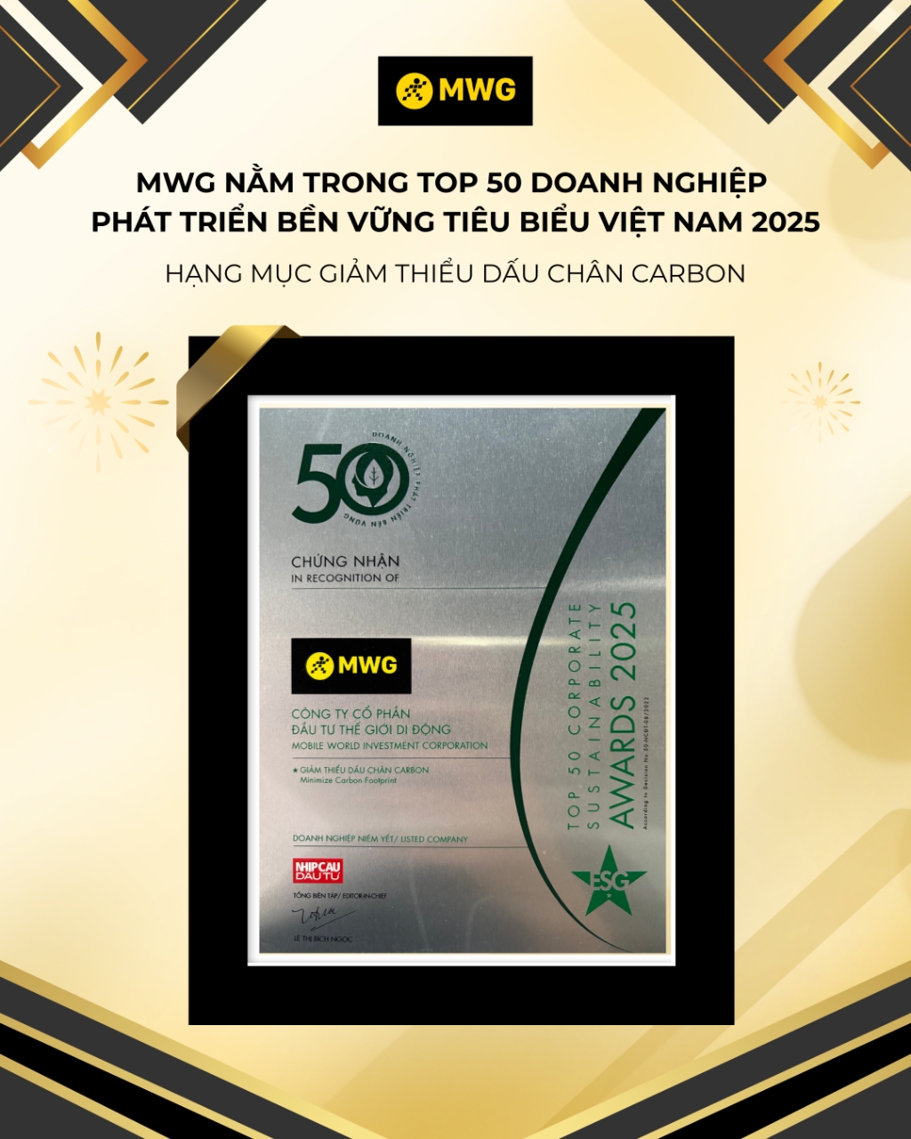 Giải thưởng Top 50 Doanh Nghiệp Phát Triển Bền Vững Tiêu Biểu Việt Nam 2025