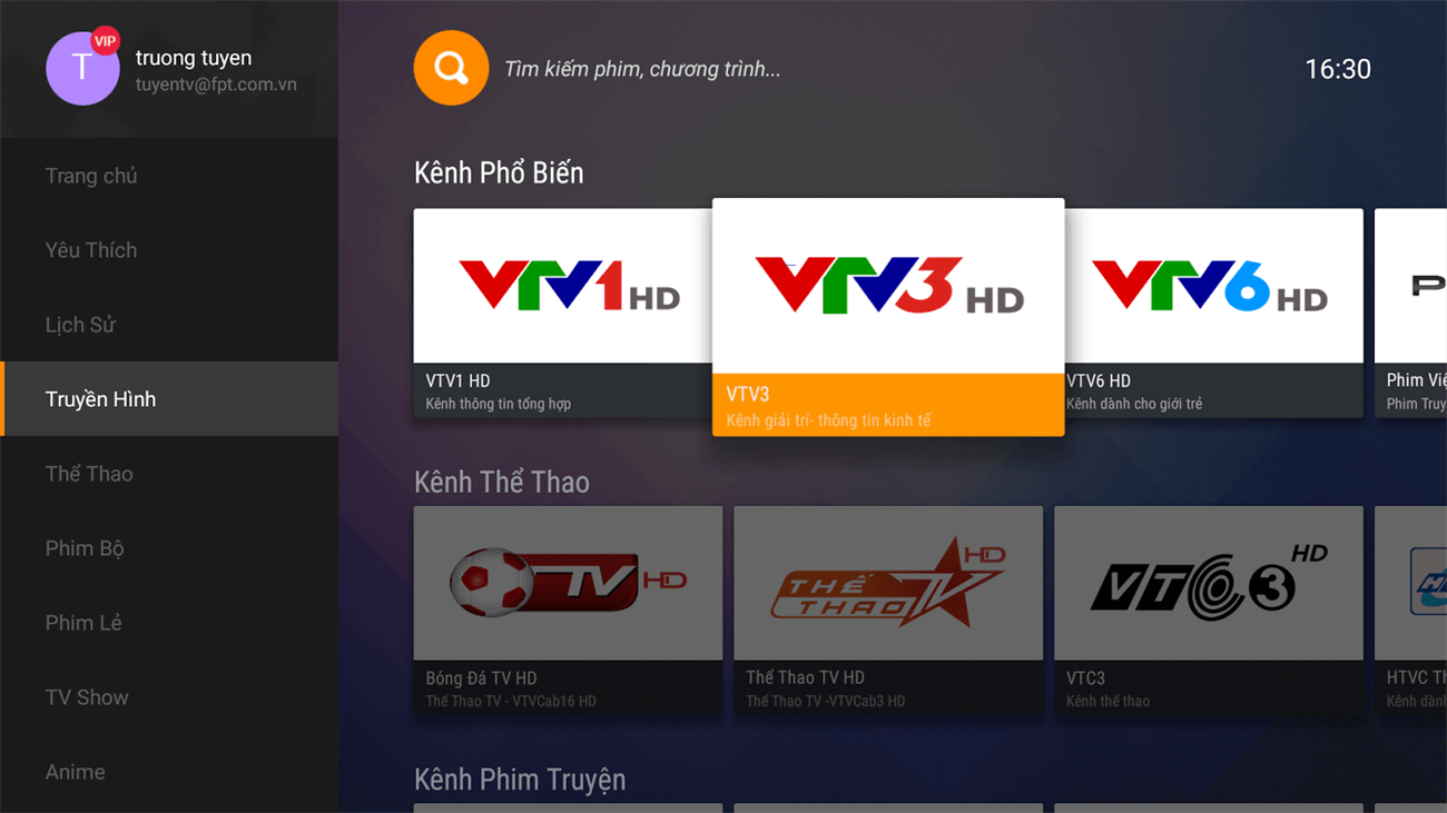 Xem tivi online bằng FPT Play