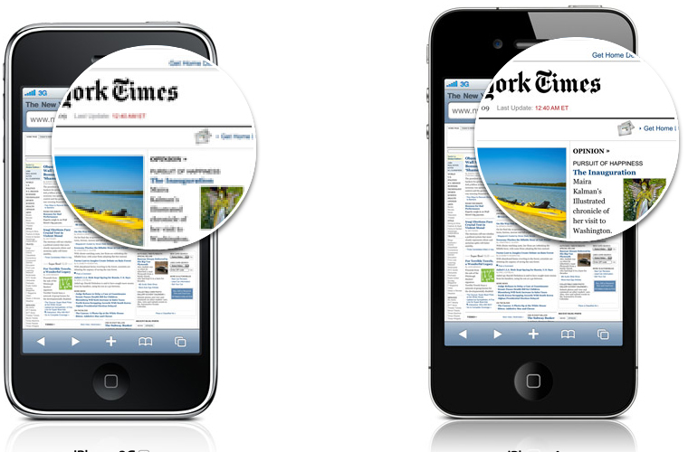 Màn hình Retina trên iPhone 4