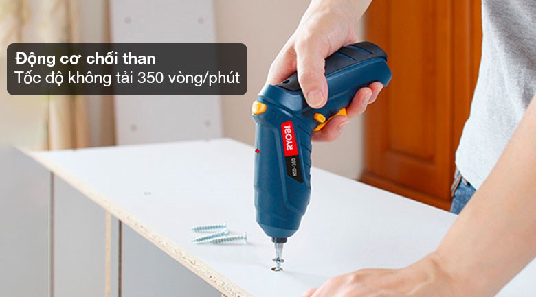 Máy bắn vít pin Ryobi HSD-360L 3.6V sở hữu động cơ chổi than giúp năng suất hoạt động của máy trở nên nhanh chóng và dễ dàng hơn