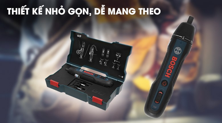 Máy bắn vít pin Bosch GO Gen 2 3.6V có thiết kế nhỏ gọn, dễ cầm nắm và mang theo giúp quá trình bắn vít nhanh chóng và tiện lợi hơn