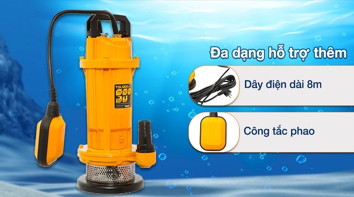 Máy bơm chìm Tolsen 79978 370W được trang bị công tắc phao giúp quá trình bơm nước diễn ra thuận tiện hơn