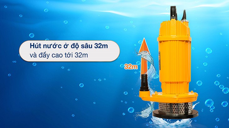 Máy bơm chìm Tolsen 79979 750W hoạt động với công suất 750W cho khả năng đẩy cao 32m và hút 32m nên đáp ứng cho nhiều nhu cầu đa dạng