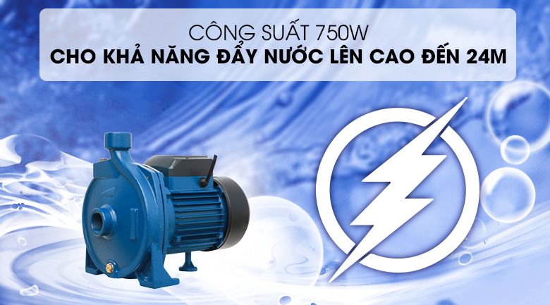 Máy bơm nước đẩy cao ly tâm Kangaroo KG 750CP 750W có công suất lớn giúp đẩy nước lên cao đến 24m