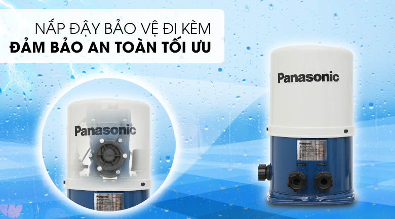 Máy bơm nước tăng áp Panasonic A-130JTX 125W thiết kế nắp bảo quản đi kèm, bảo vệ an toàn