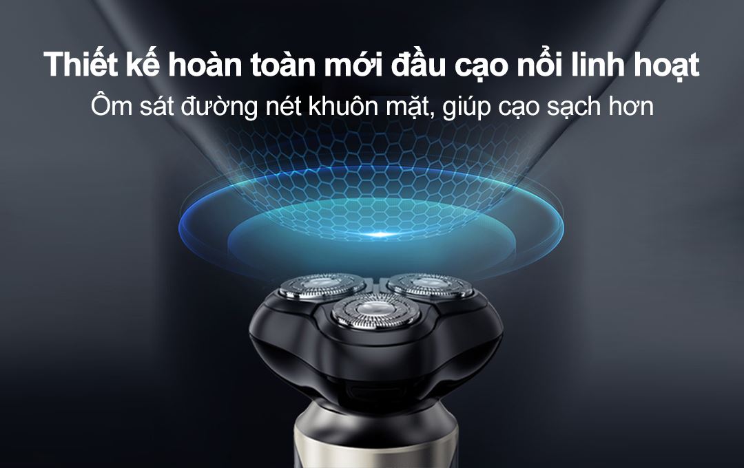 Máy cạo râu khô và ướt Enchen Blackstone 8 trang bị 3 đầu cạo xoay độc lập, dễ dàng điều chỉnh theo các góc mặt