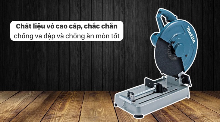Máy cắt sắt Makita LW1401 2200W có chất liệu vỏ cao cấp giúp chống va đập và chống ăn mòn tốt.