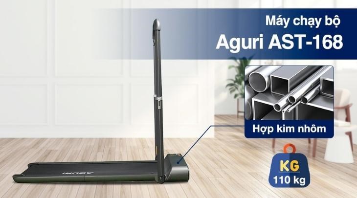 Máy chạy bộ điện đa năng Aguri AST-168 có khả năng gấp gọn 180 độ vô cùng gọn gàng và tiết kiệm không gian