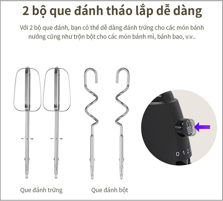 2 bộ que đánh có thể tháo lắp dễ dàng