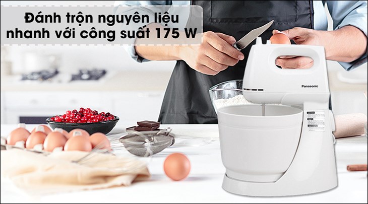 Máy đánh trứng Panasonic MK-GB3WRA sở hữu công suất 175W mạnh mẽ, hỗ trợ chế biến các món nhanh gọn