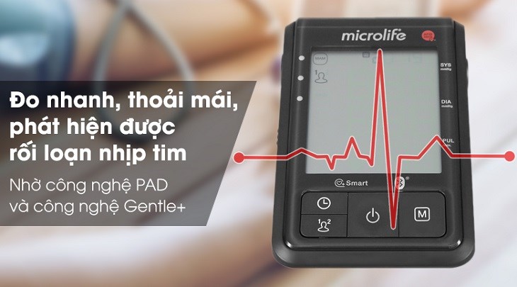 Máy đo huyết áp tự động Microlife B6 Advanced sở hữu công nghệ PAD giúp đưa ra cảnh báo khi phát hiện nhịp tim bất thường
