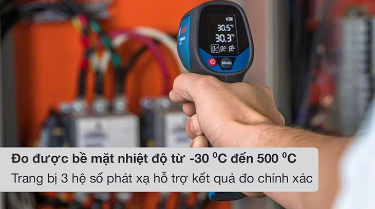 Máy đo nhiệt độ Bosch mang lại hiệu quả đo chính xác nhất có thể trên các bề mặt có hệ số phát xạ khác nhau