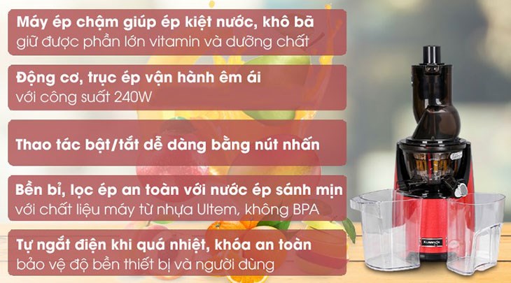 Máy ép chậm Kuvings EVO820 đỏ sở hữu nhiều ưu điểm vượt trội