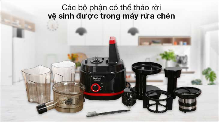 Các bộ phận của máy ép trái cây Tefal ZC150838 có thể dễ dàng tháo lắp để vệ sinh