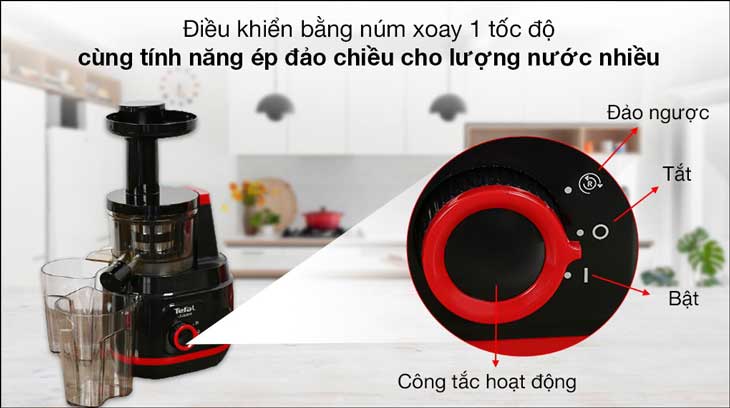 Máy ép trái cây Tefal ZC150838 được tích hợp tính năng ép đảo chiều hiện đại giúp bạn ép bã khô hơn