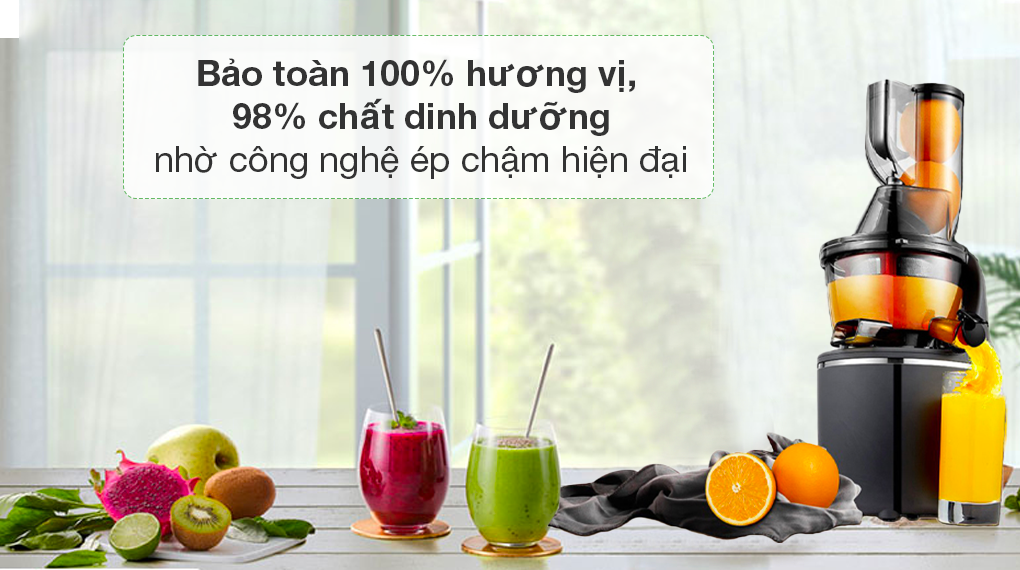 Máy ép chậm Kalite KL-550 sử dụng liên tục trong 30 phút không gây nóng, cùng chế độ tự làm mát động cơ