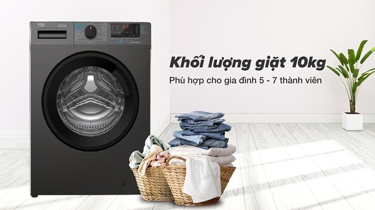 Máy giặt Beko Inverter 10 kg WCV10614XB0STM có khối lượng giặt 10kg phù hợp với gia đình từ 5 - 7 thành viên