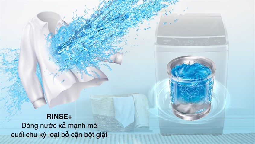 Máy giặt Whirlpool 9.5 kg VWVC9502FS có công nghệ Rinse+ đánh tan cặn bột giặt còn sót lại trên áo