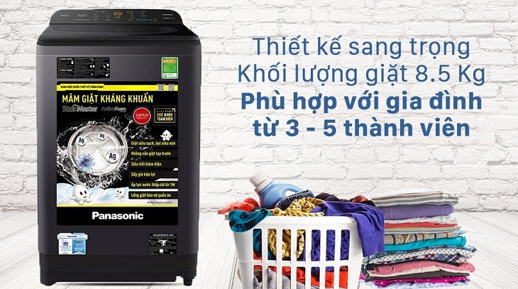 Máy giặt Panasonic 8.5 Kg NA-F85A9BRV sở hữu thiết kế đơn giản mà không kém phần sang trọng