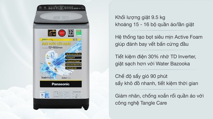 Bạn có thể tạm ngưng máy giặt Panasonic Inverter 9.5 kg NA-FD95X1LRV để thêm quần áo mà không ảnh hưởng đến chu trình giặt