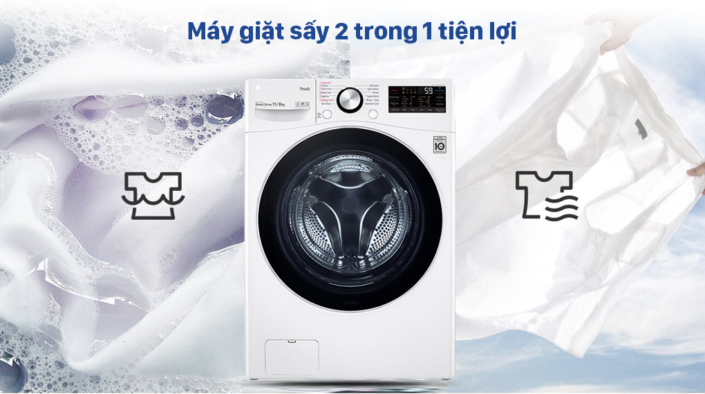 Máy giặt sấy LG Inverter 15 Kg F2515RTGW có nhiều tính năng
