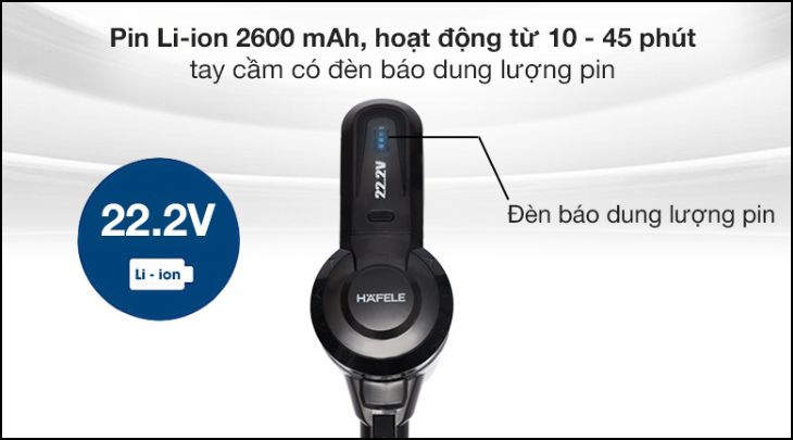 Máy hút bụi Hafele trang bị pin Li-ion hoạt động mạnh mẽ
