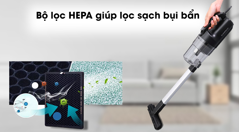 Bộ lọc Hepa lọc thải tốt đến 99.9% bụi bẩn, vi khuẩn