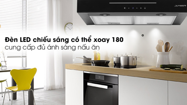 Máy hút mùi âm tủ Junger HRJ-701 được trang bị đèn LED có thể xoay 180 độ