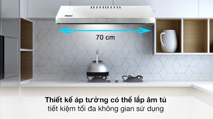 Máy hút mùi áp tường Makano MKH-000006 được thiết kế theo phong cách Châu Âu hiện đại, sang trọng