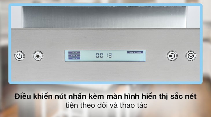 Điều khiển nút nhấn có màn hình hiển thị với chỉ dẫn đơn giản dễ hiểu, dễ thao tác ngay cả với người lớn tuổi