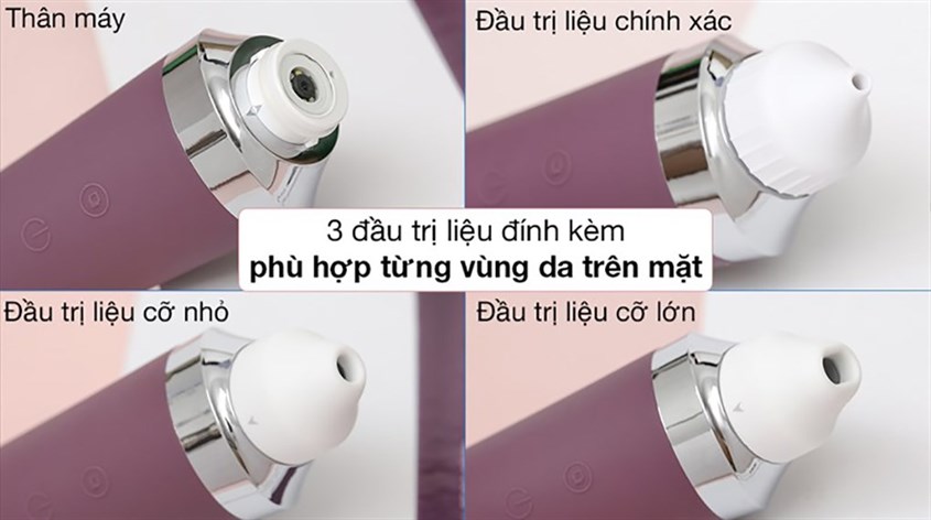 Máy hút mụn và soi da Rio Beauty DRMC-GP với cấu tạo thân máy cùng 4 đầu hút mụn khác nhau