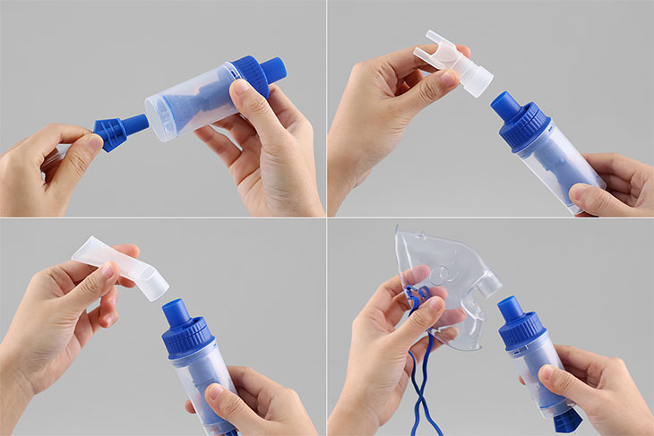 Bước 3: Nối mặt nạ hoặc ống thở vào cốc đựng thuốc