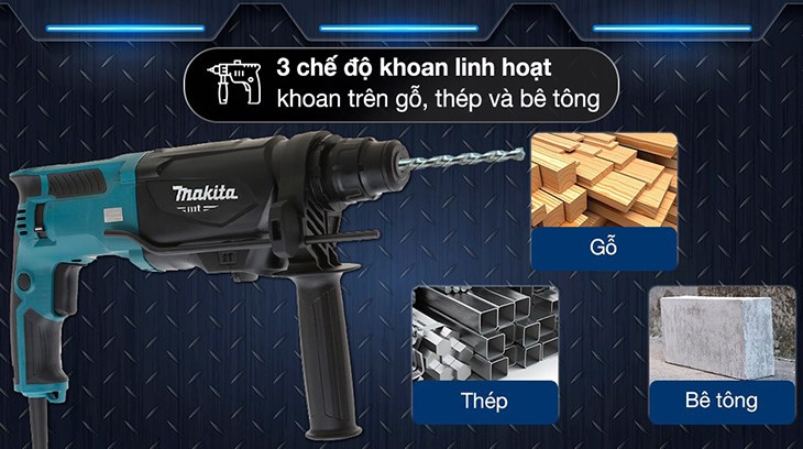 Máy khoan đa năng điện Makita M8701B 800W có thể khoan linh hoạt trên nhiều vật liệu khác nhau