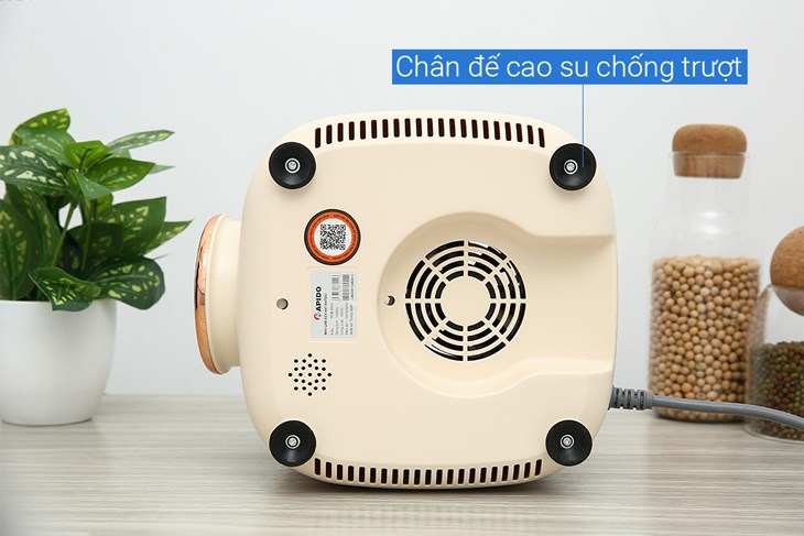 Máy trang bị cao su chống trượt giúp máy không bị rung lắc, vận hành ổn định trên mặt bàn