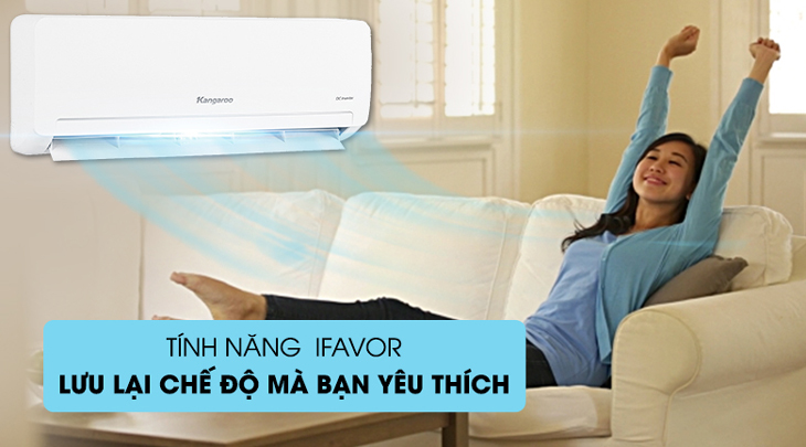 Máy lạnh Kangaroo Inverter 1 HP KGAC09CI được trang bị cảm biến iFavor giúp lưu lại chế độ làm lạnh ưa thích của gia đình bạn.