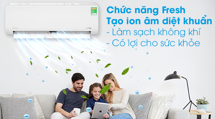 Máy lạnh Midea Inverter 1 HP MSAG-10CRDN8 được tích hợp công nghệ Fresh giúp lọc sạch tạp chất, diệt khuẩn