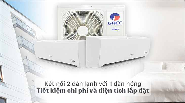Bộ multi Gree 2 dàn lạnh 0.8 HP GWC07AAB-K6DNA1B và 1 HP GWC09AAB-K6DNA1B