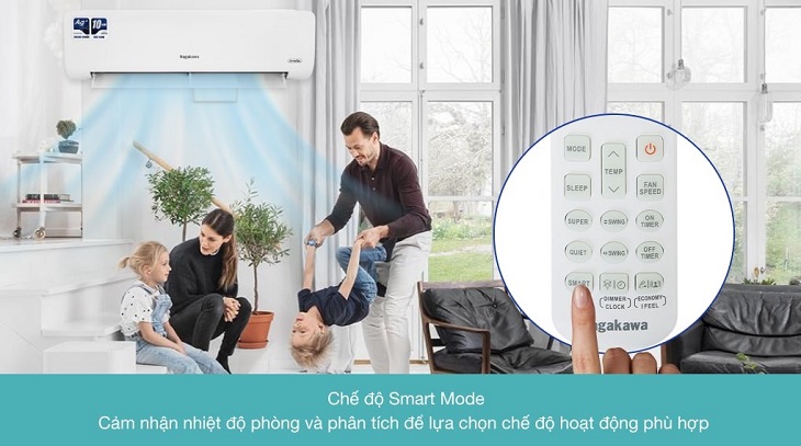 Máy lạnh Nagakawa được tích hợp chế độ Smart Mode đem đến hơi mát dễ chịu nhanh chóng