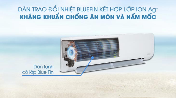 Máy lạnh Nagakawa Inverter giúp chống Oxy hóa, tăng cường kháng khuẩn với lớp phủ BlueFin cùng lớp kháng khuẩn Ion Ag+
