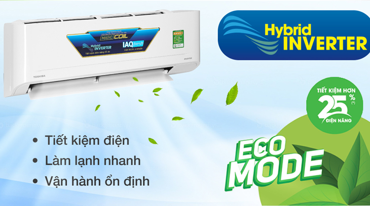 Máy lạnh Toshiba 1 HP Inverter RAS-H10C4KCVG-V được trang bị công nghệ Inverter tiết kiệm điện năng đến 50%