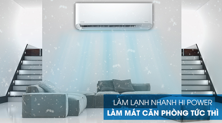 Máy lạnh Toshiba Inverter 1.5 HP RAS-H13C3KCVG-V được trang bị chế độ Hi Power giúp làm lạnh nhanh chóng