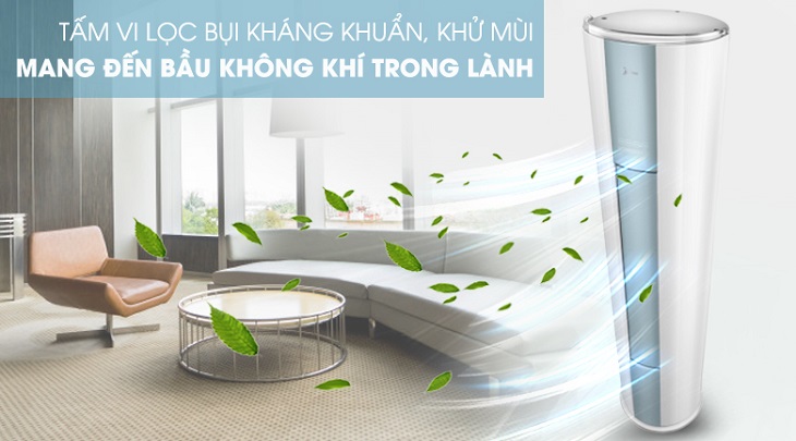 Tấm vi lọc bụi kháng khuẩn khử mùi trên Máy lạnh tủ đứng Midea Inverter 2.5 HP MFYA-28CRFN1