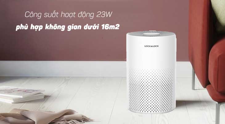 Máy lọc không khí Lock&Lock ENP126WHT có công suất 23W, lọc hiệu quả cho không gian dưới 16m2