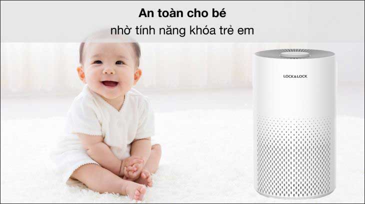 Máy lọc không khí Lock&Lock được tích hợp chức năng khóa trẻ em, đặc biệt phù hợp với gia đình có trẻ nhỏ